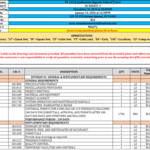 Add #5 QTO-PS-124 Q Auditorium Upgrade/ Path of Travel