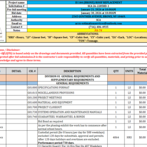 Add #1 QTO- IS 144 (BRONX) ROOF REPLACEMENT