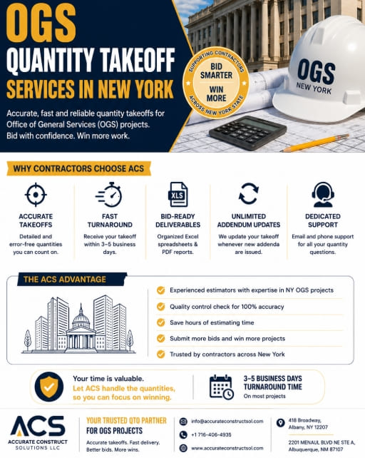 OGS Quantity Takeoff Services in New York Helping Contractors Bid with Confidence