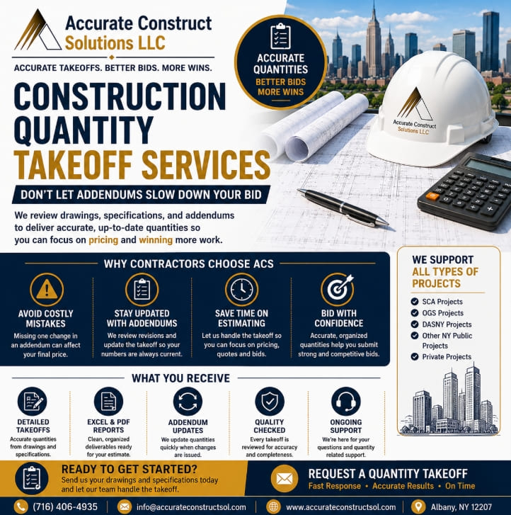 Construction quantity takeoff services for bid preparation